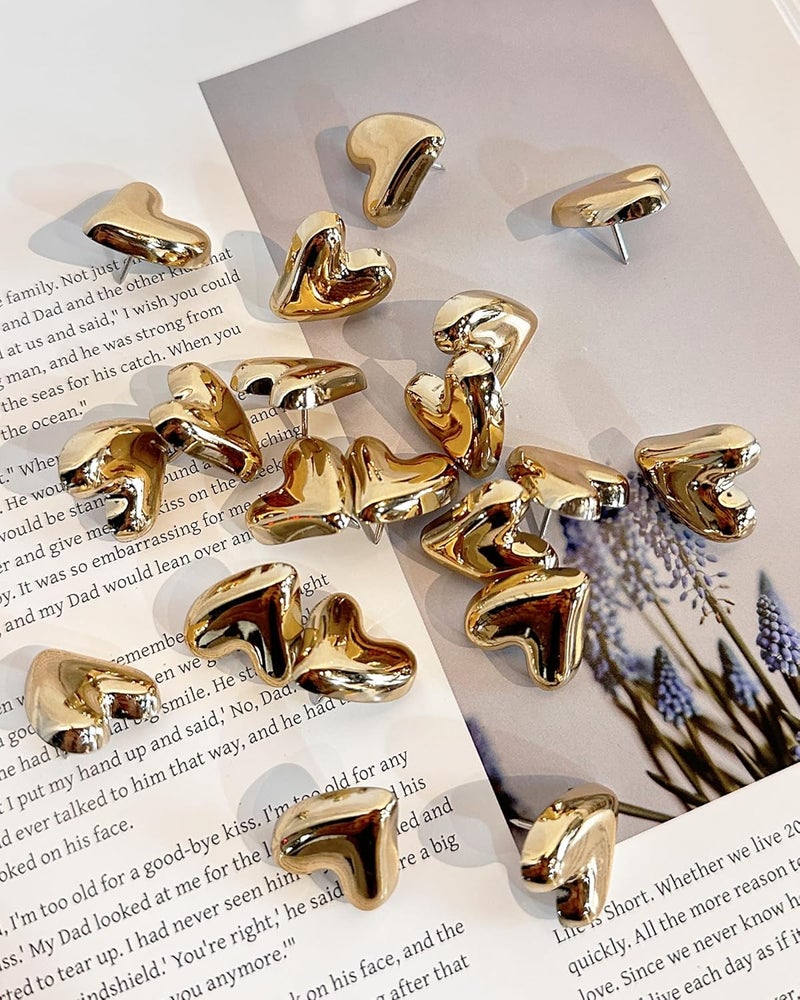 KEYDUACU 30 pcs - Heart Decorative Pins, Gold Cute Pins for Bulletin Board, Office or Home (30Pcs-Gold) - Image 5